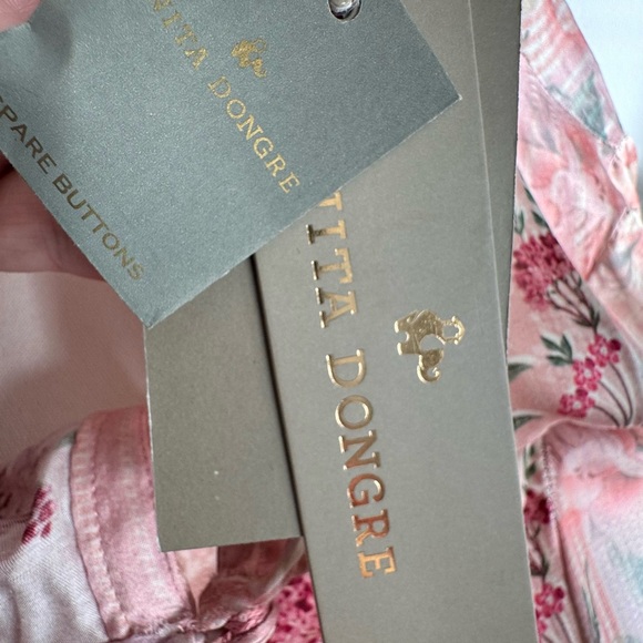 Anita Dongre Silk Pink and Cream Floral Dress - Picture 7 of 8